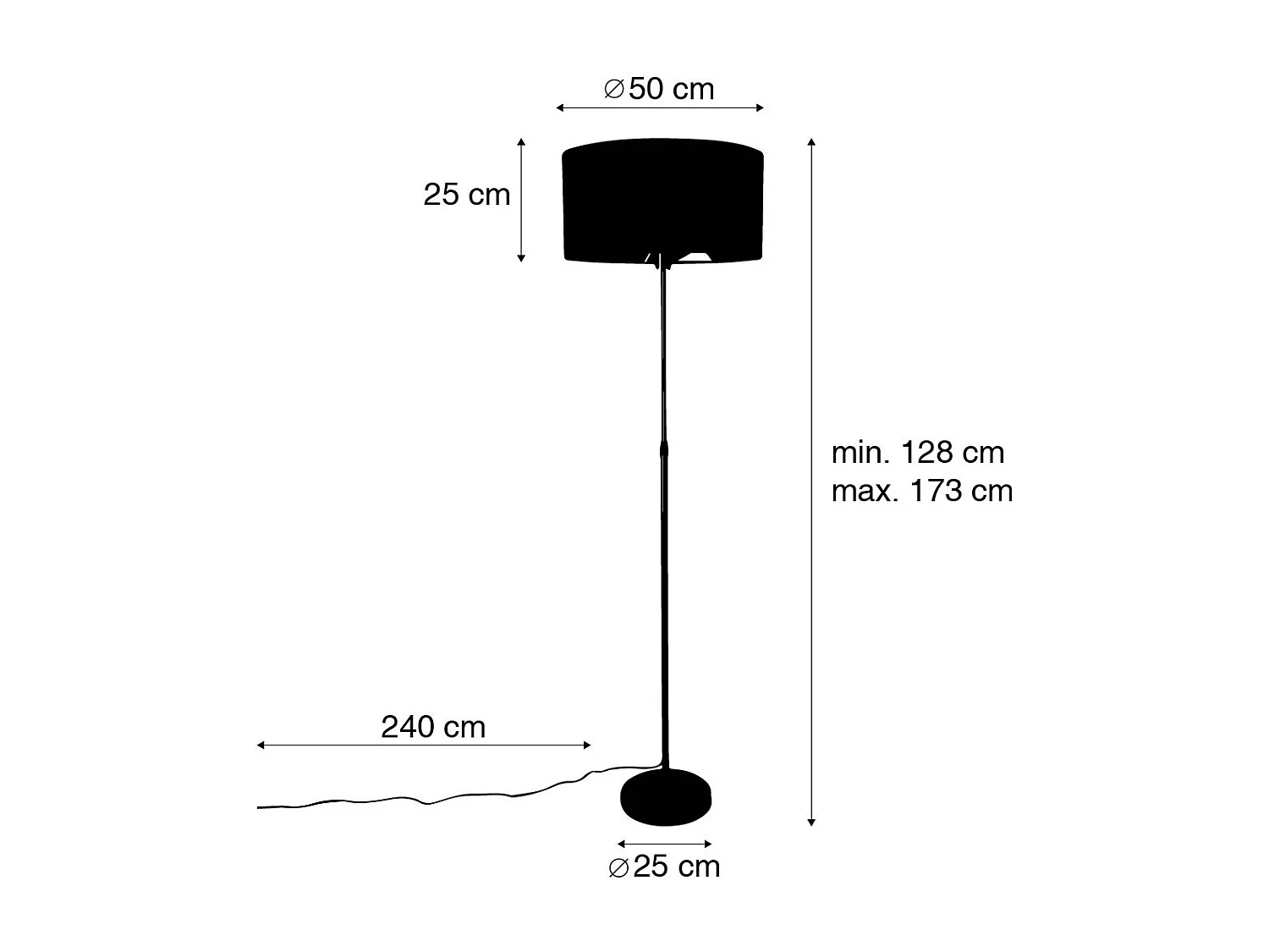 Lampadaire réglable or avec abat-jour brun clair 50 cm - Parte