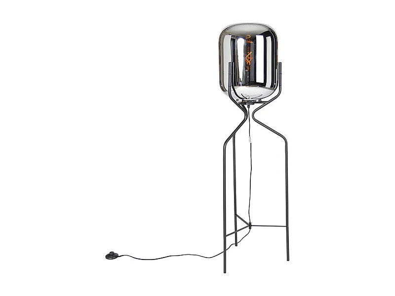 Lampadaire design noir avec verre fumé - Bliss