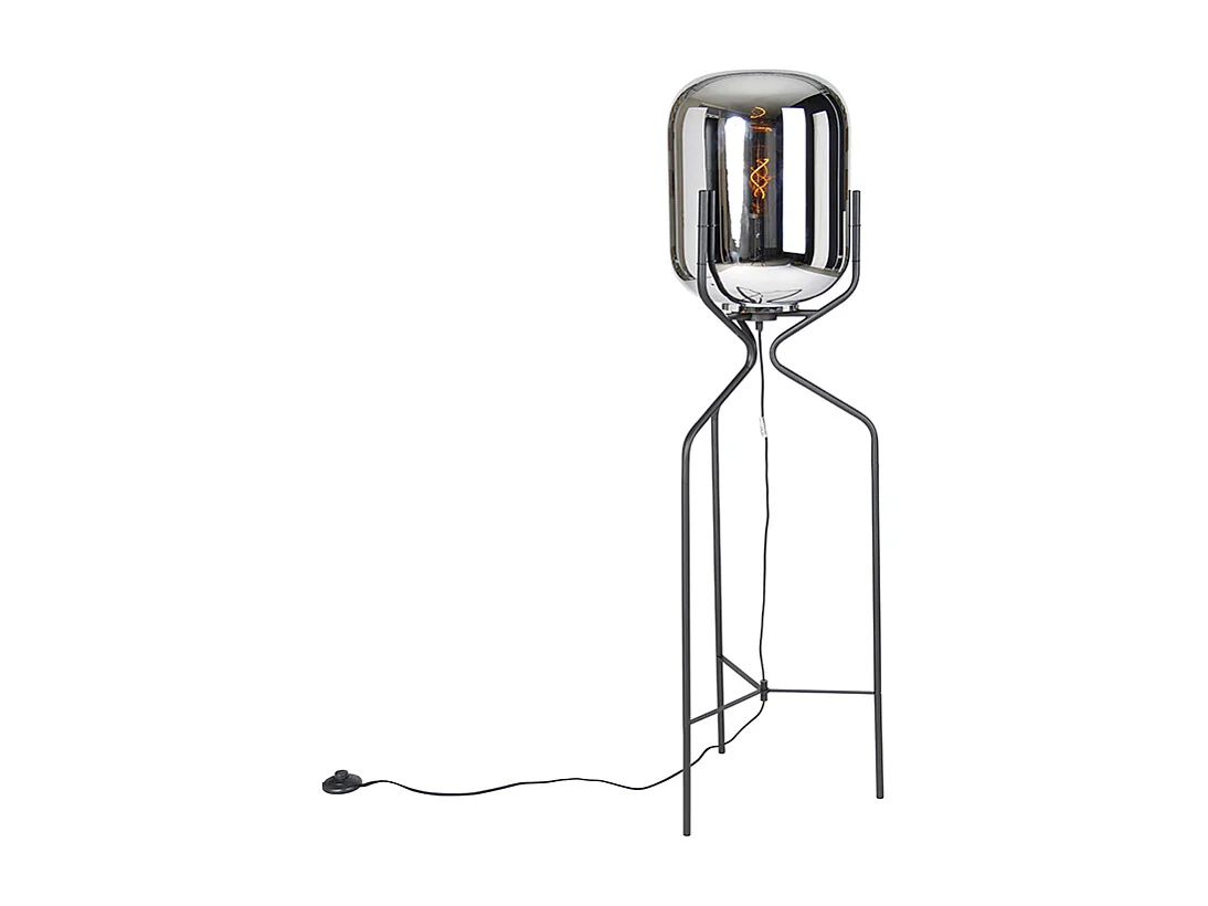 Lampadaire design noir avec verre fumé - Bliss