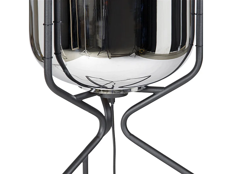 Lampadaire design noir avec verre fumé - Bliss