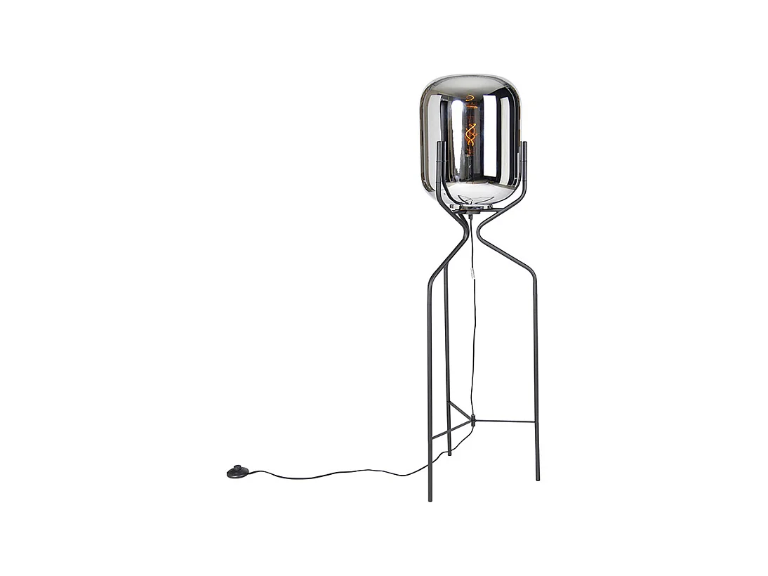 Lampadaire design noir avec verre fumé - Bliss