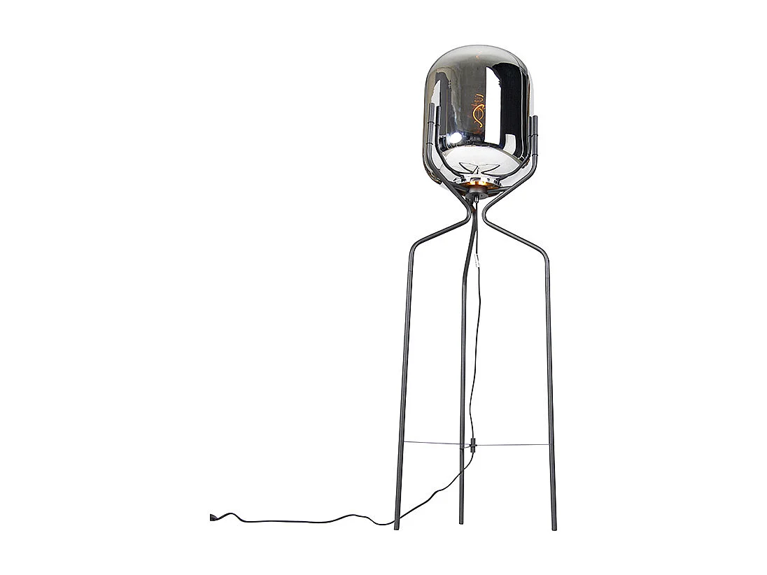 Lampadaire design noir avec verre fumé - Bliss
