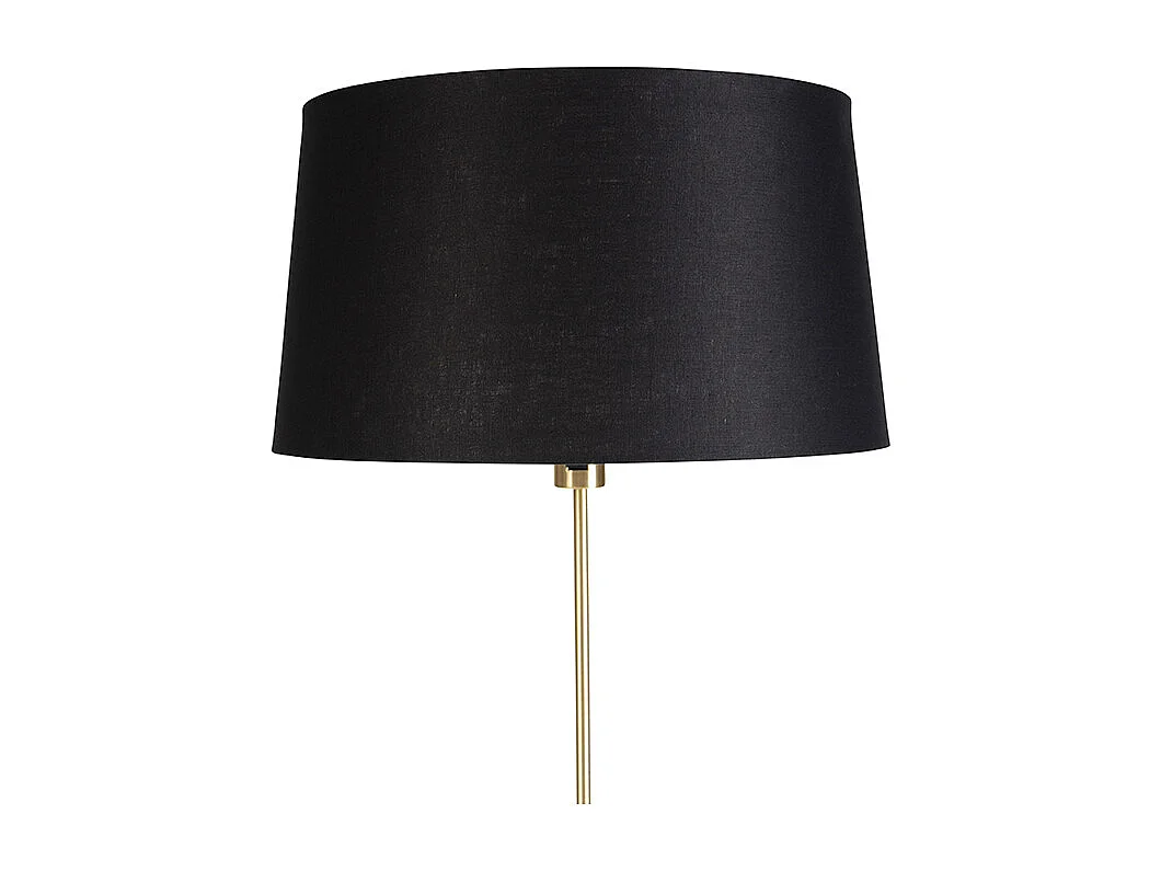Lampadaire or / laiton avec abat-jour en lin noir 45 cm - Parte