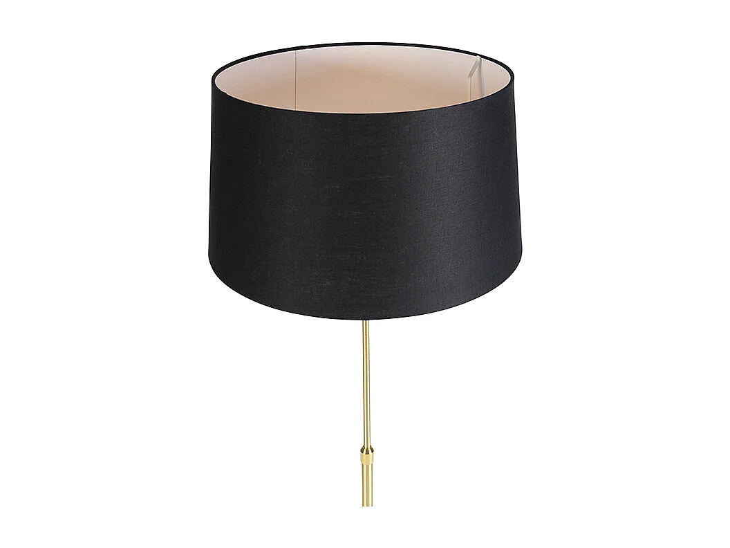 Lampadaire or / laiton avec abat-jour en lin noir 45 cm - Parte
