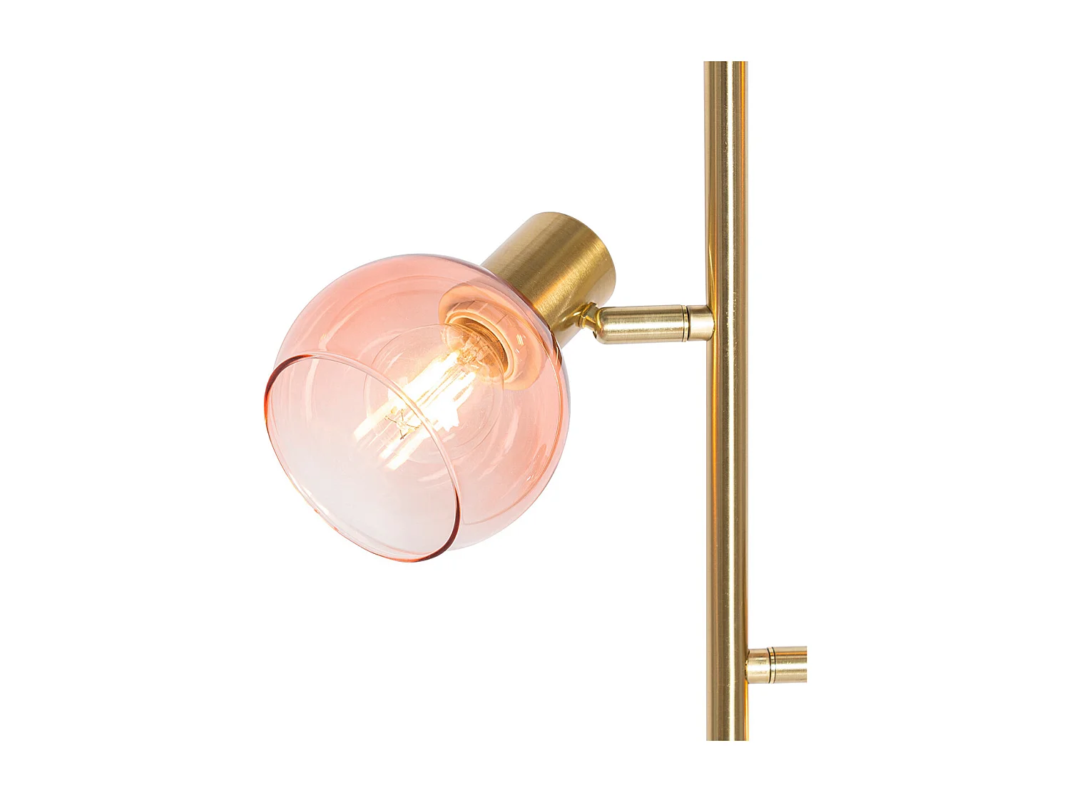 Lampadaire Art Déco doré avec verre rose 3 lumières - Vidro