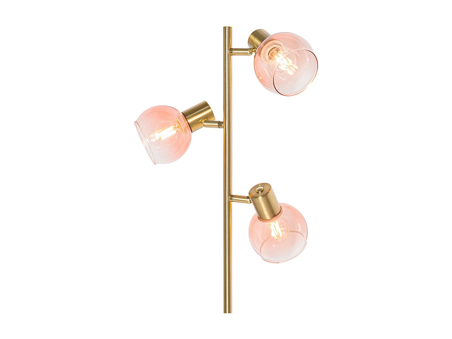 Lampadaire Art Déco doré avec verre rose 3 lumières - Vidro