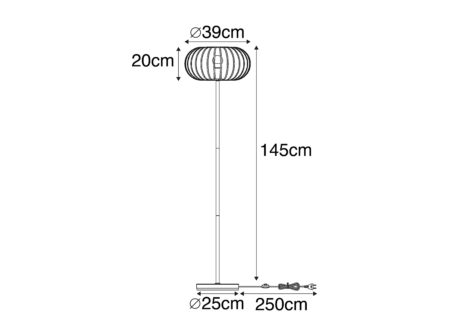 Lampadaire design marron rouille filaire - Johanna