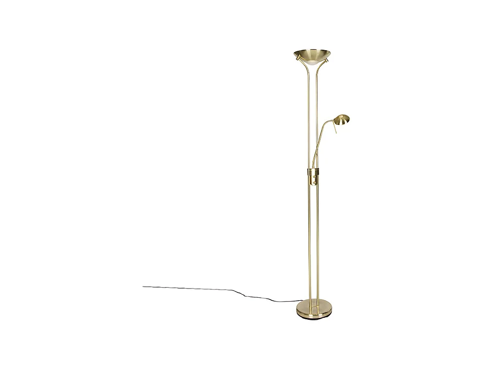 Lampadaire moderne en laiton avec lampe de lecture avec LED dim to warm - Diva