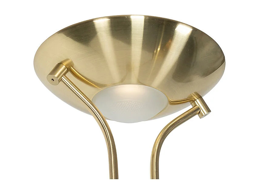 Lampadaire moderne en laiton avec liseuse avec LED Dim to Warm - Diva