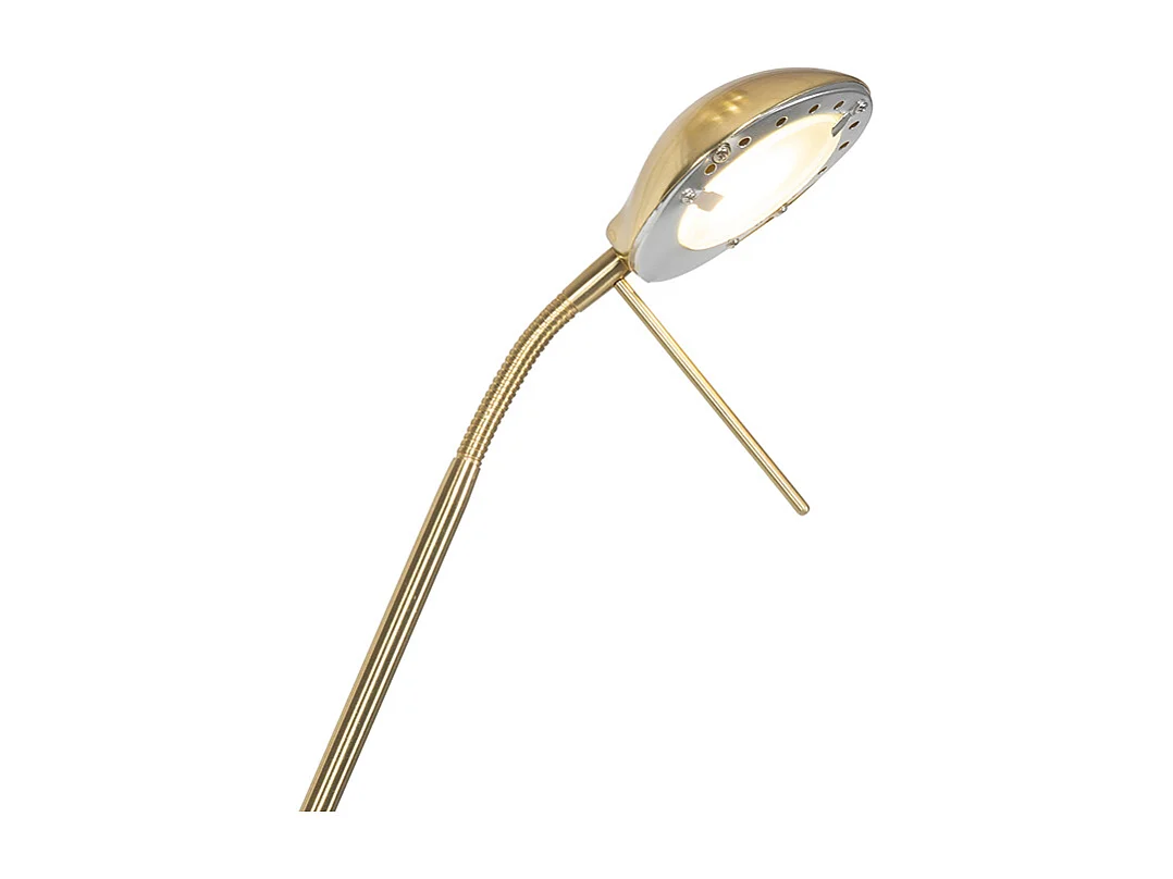 Lampadaire moderne en laiton avec liseuse avec LED Dim to Warm - Diva