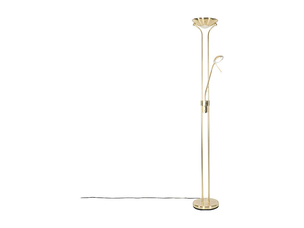 Lampadaire moderne en laiton avec liseuse avec LED Dim to Warm - Diva