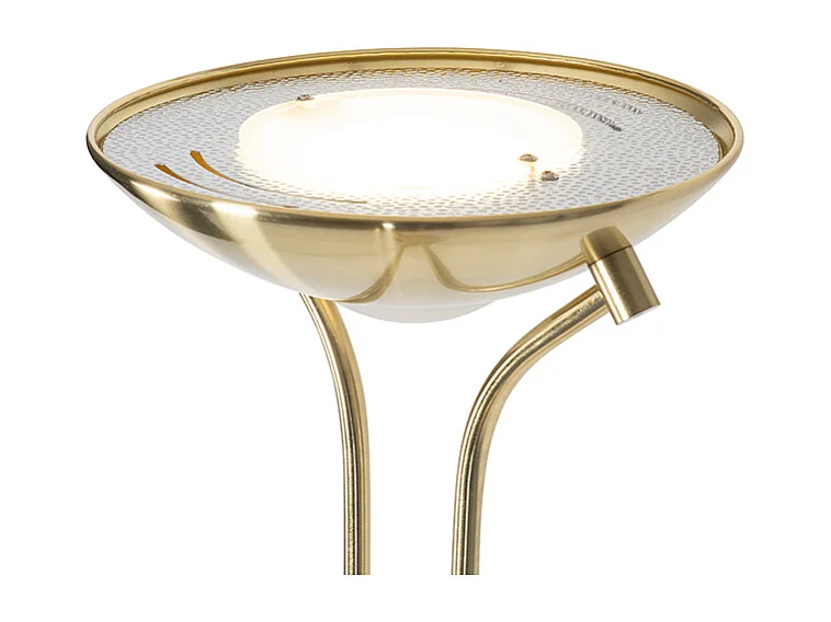 Lampadaire moderne en laiton avec liseuse avec LED Dim to Warm - Diva