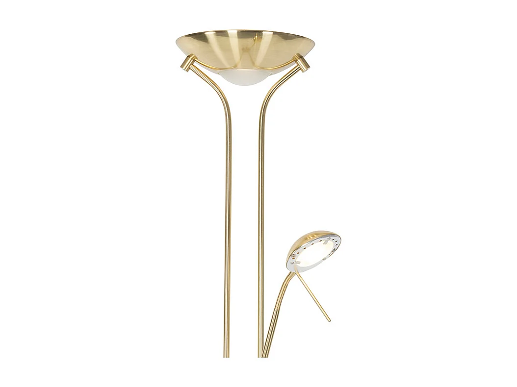 Lampadaire moderne en laiton avec liseuse avec LED Dim to Warm - Diva
