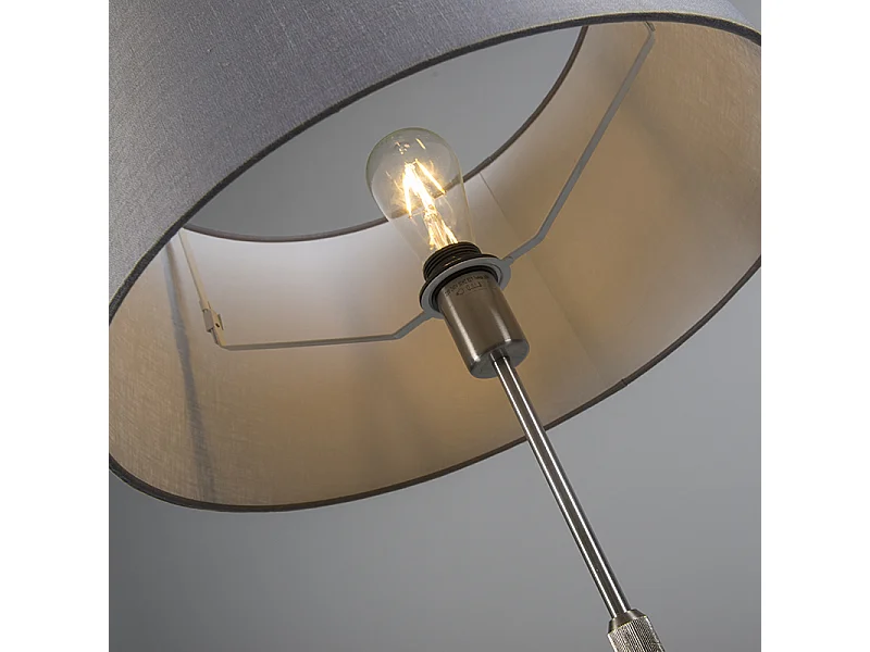 Lampadaire en acier avec abat-jour gris 45 cm réglable - Parte
