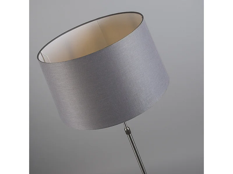 Lampadaire en acier avec abat-jour gris 45 cm réglable - Parte