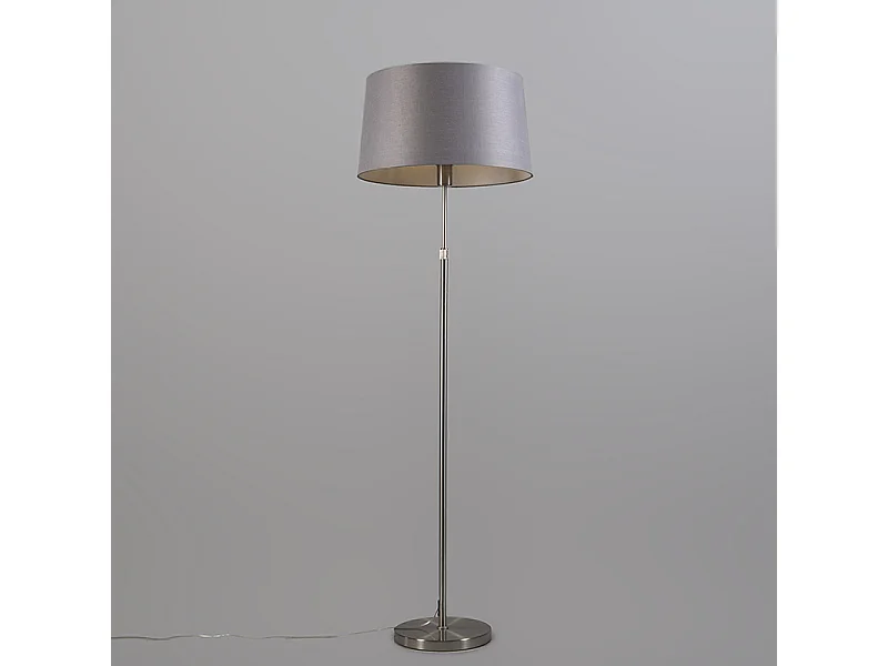 Lampadaire en acier avec abat-jour gris 45 cm réglable - Parte