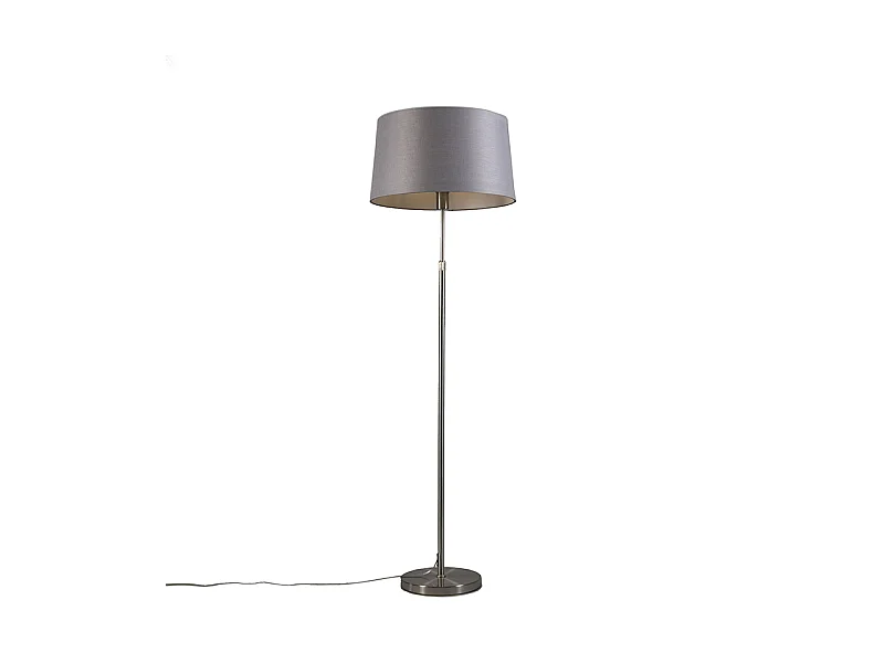 Lampadaire acier avec abat-jour gris 45 cm réglable - Parte