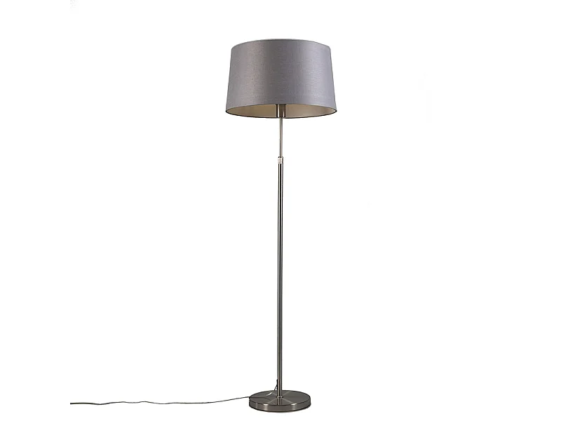 Lampadaire en acier avec abat-jour gris 45 cm réglable - Parte