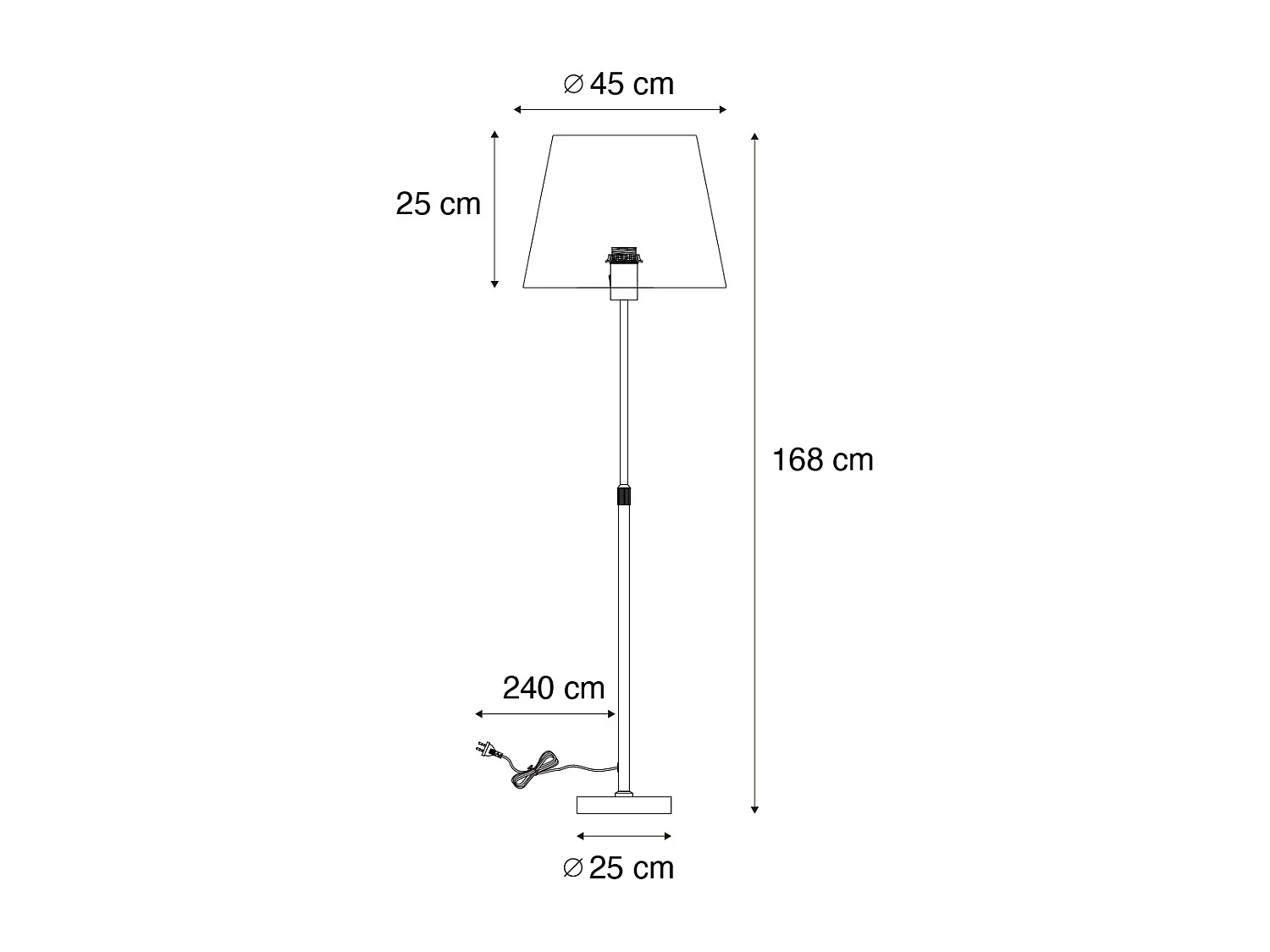 Lampadaire en acier avec abat-jour gris 45 cm réglable - Parte