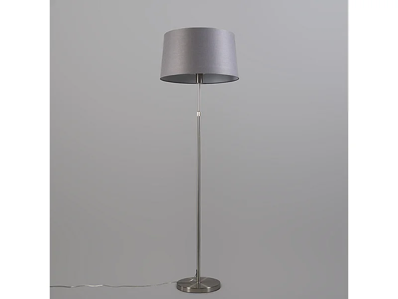 Lampadaire en acier avec abat-jour gris 45 cm réglable - Parte