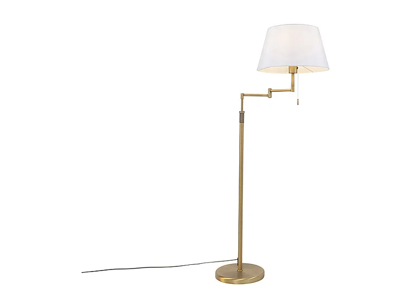 Lampadaire bronze avec abat-jour blanc et bras réglable - Ladas Deluxe