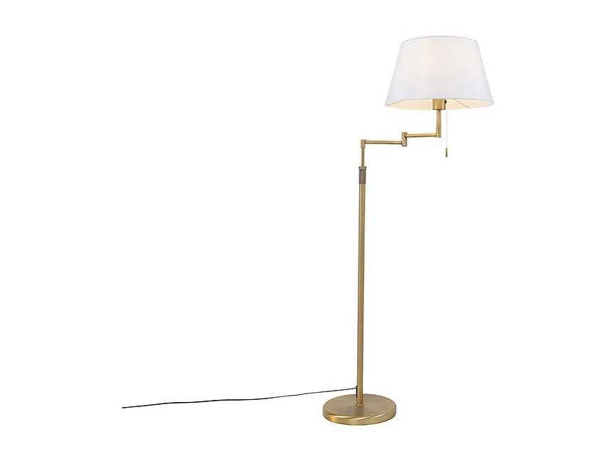 Lampadaire bronze avec abat-jour blanc et bras réglable - Ladas Deluxe