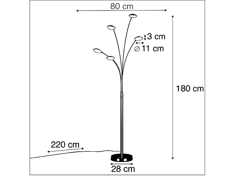 Lampadaire en acier avec LED avec variateur tactile - Sixties Trento
