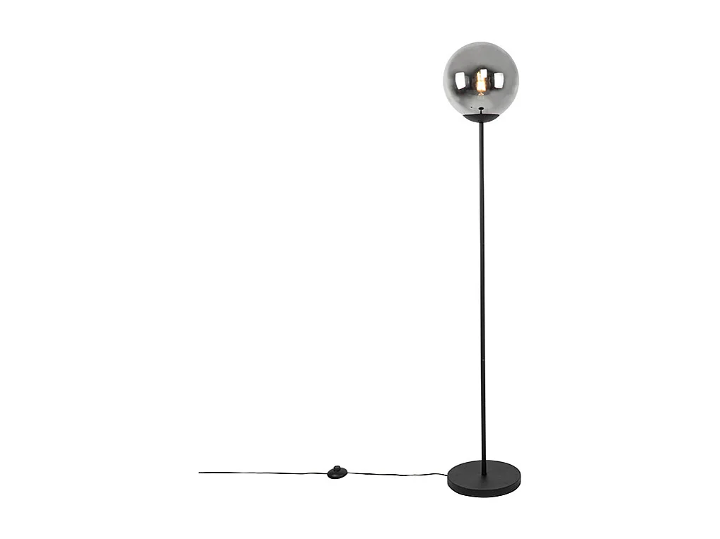 Lampadaire Art déco noir avec verre fumé - Pallon