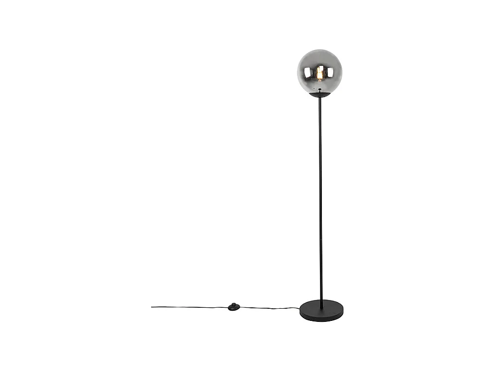 Lampadaire Art Déco noir avec verre fumé - Pallon Mezzi