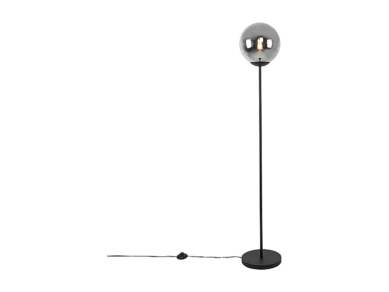 Lampadaire Art déco noir avec verre fumé - Pallon