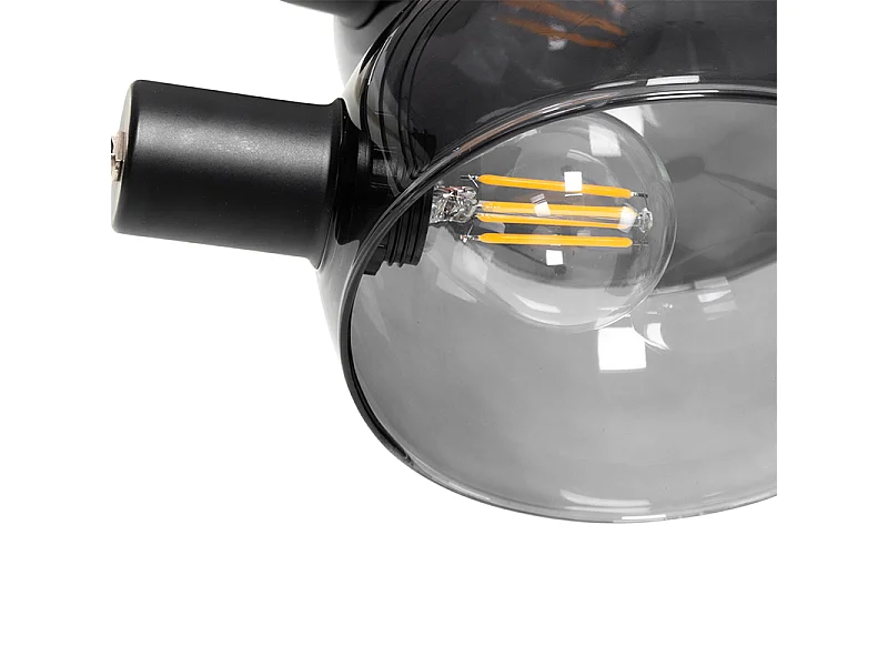 Lampadaire design noir avec verre fumé 5 lumières - Sixties Marmo