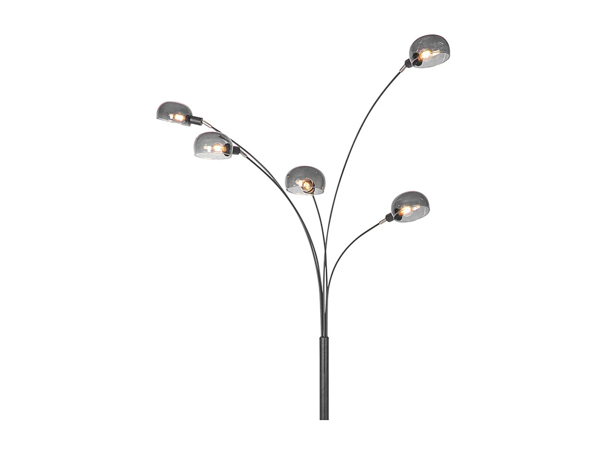 Lampadaire design noir avec verre fumé 5 lumières - Sixties Marmo