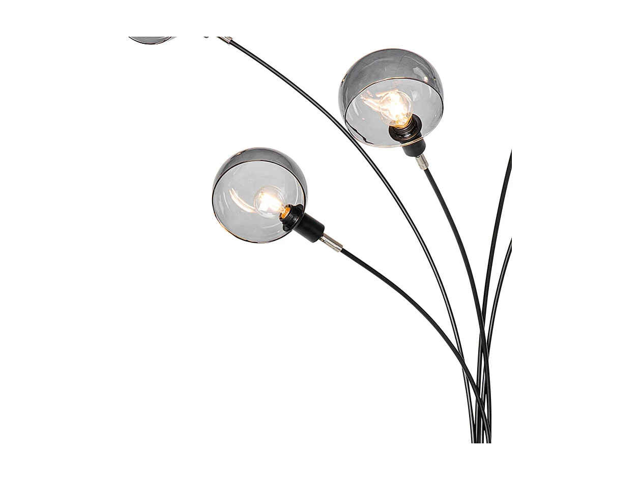 Lampadaire design noir avec verre fumé 5 lumières - Sixties Marmo
