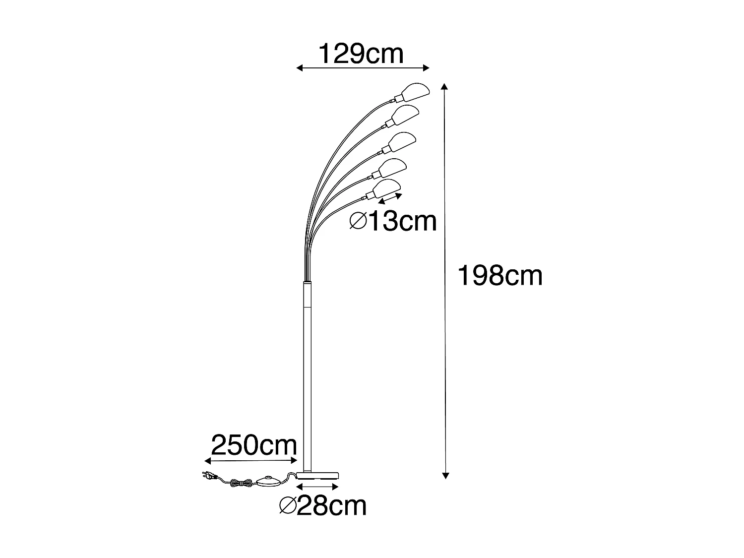 Lampadaire design en laiton avec verre opale 5 lumières - Sixties Marmo
