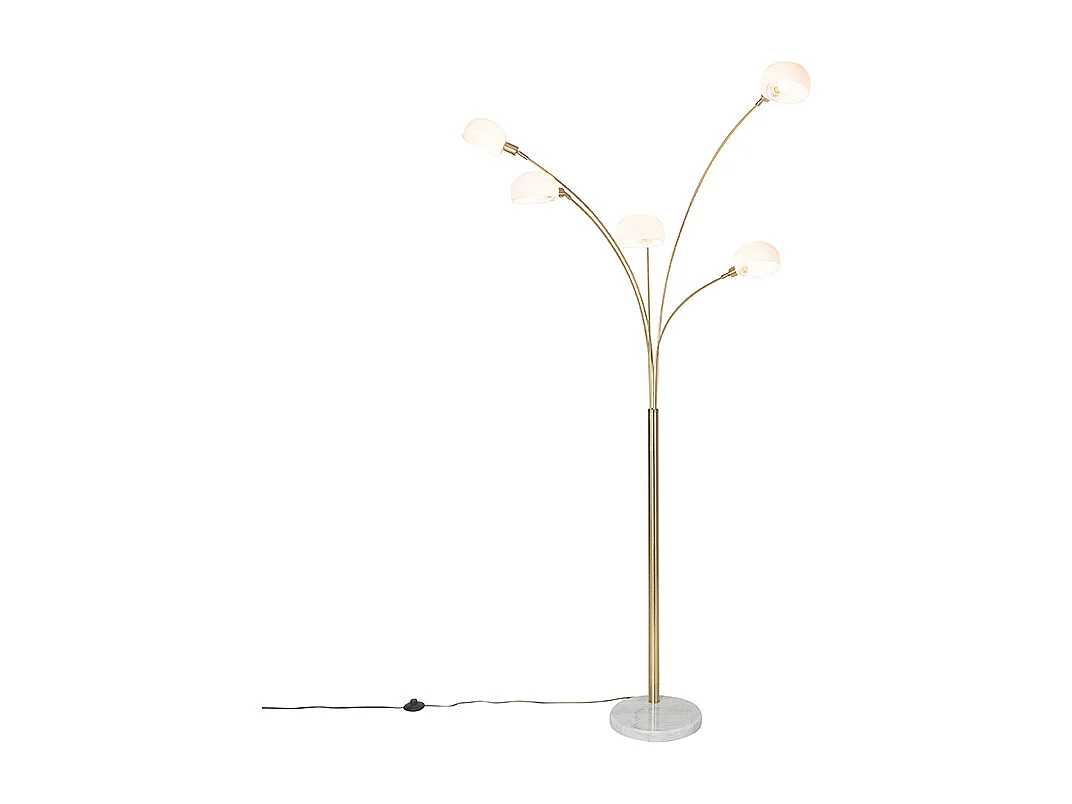 Lampadaire design en laiton avec verre opale 5 lumières - Sixties Marmo