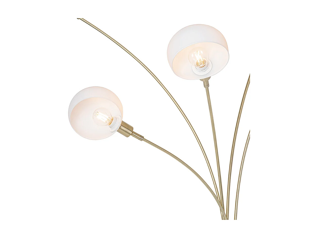 Lampadaire design en laiton avec verre opale 5 lumières - Sixties Marmo