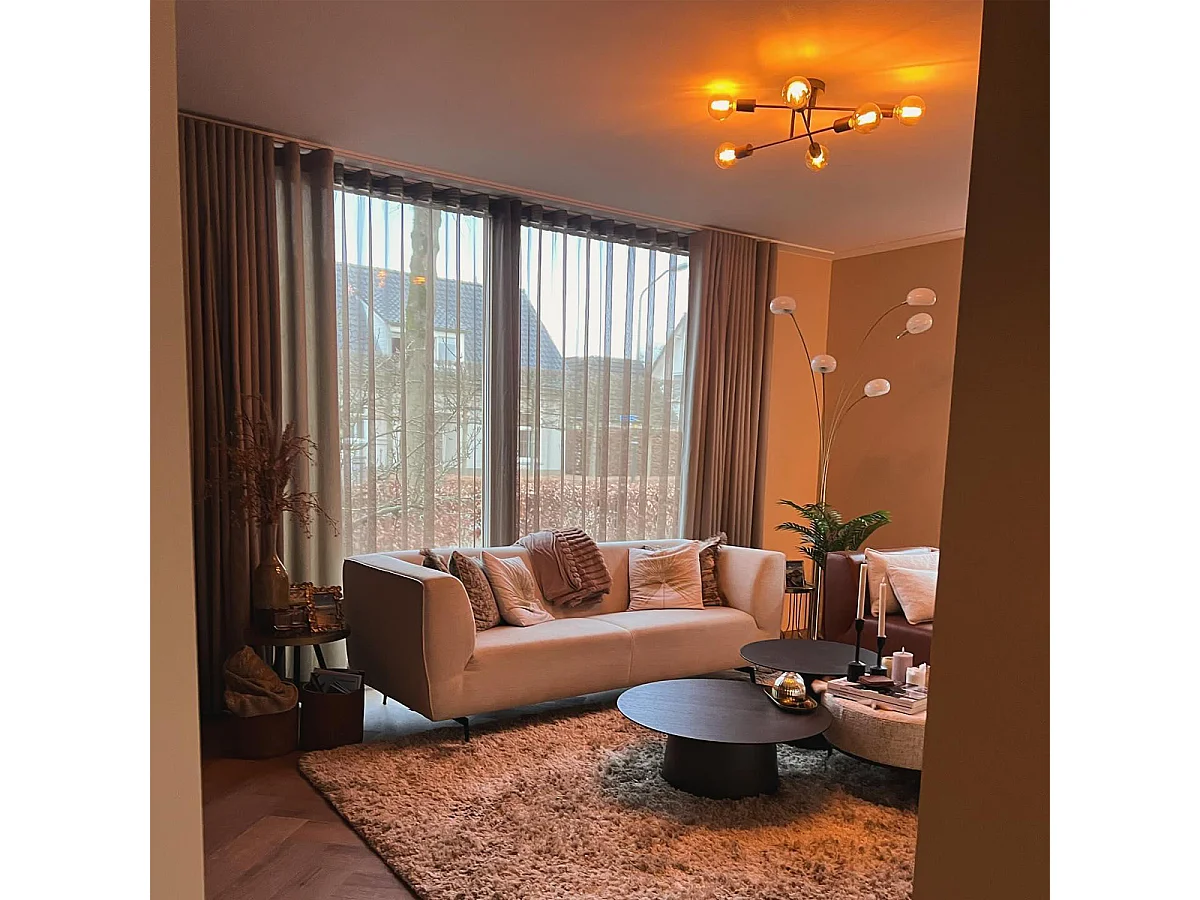 Lampadaire design en laiton avec verre opale 5 lumières - Sixties Marmo