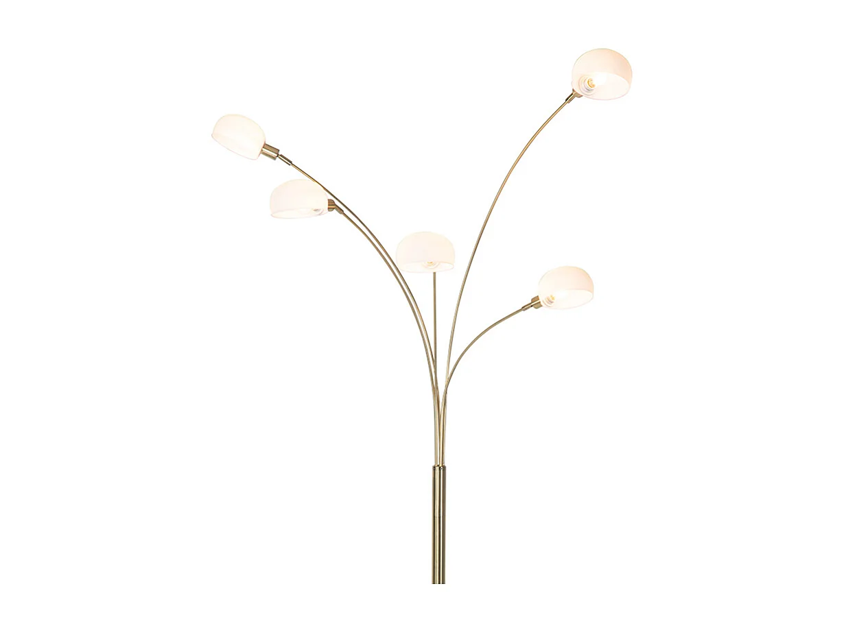 Lampadaire design en laiton avec verre opale 5 lumières - Sixties Marmo