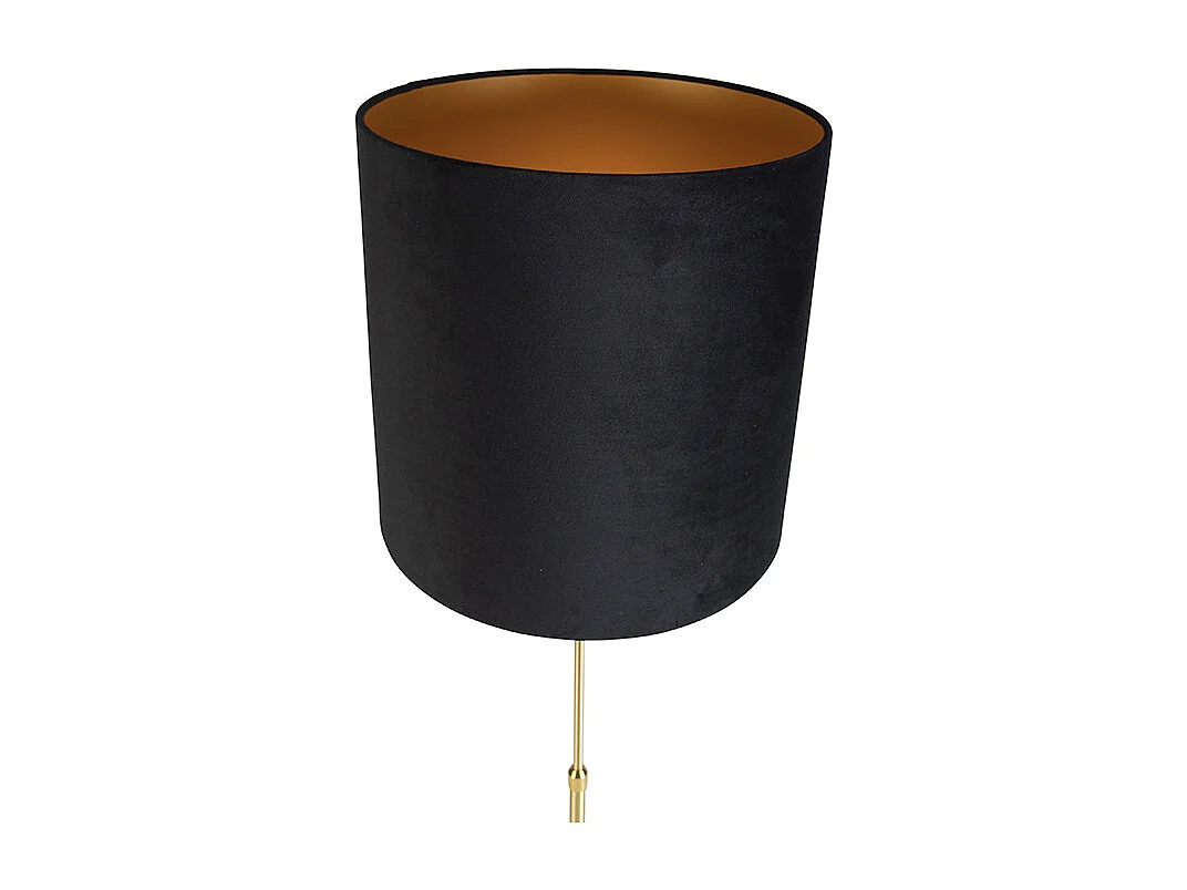 Lampadaire or/laiton avec abat-jour en velours noir 40/40 cm - Parte