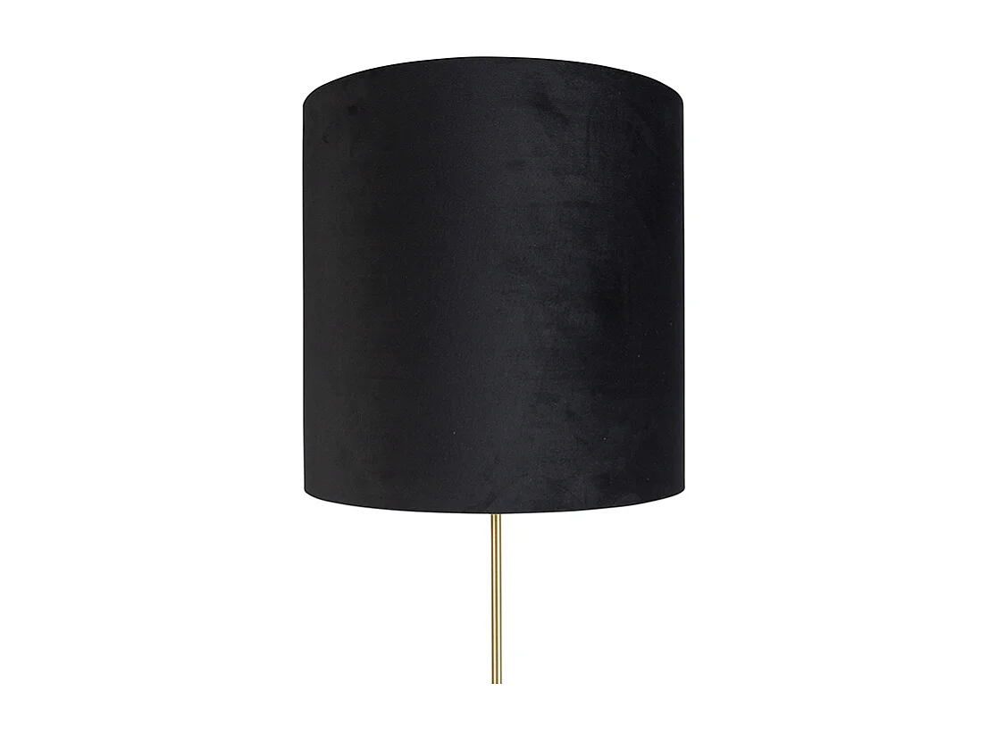 Lampadaire or/laiton avec abat-jour en velours noir 40/40 cm - Parte