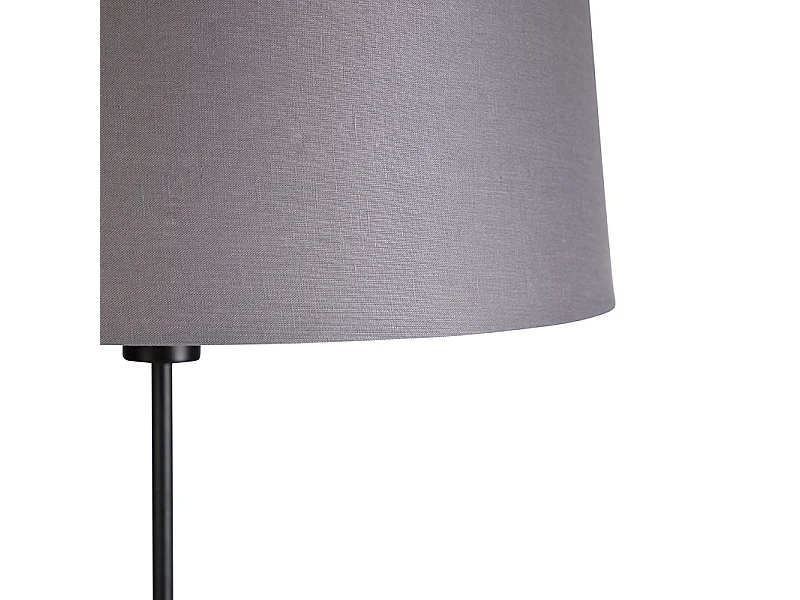 Lampadaire noir avec abat-jour en lin gris foncé 45 cm - Parte