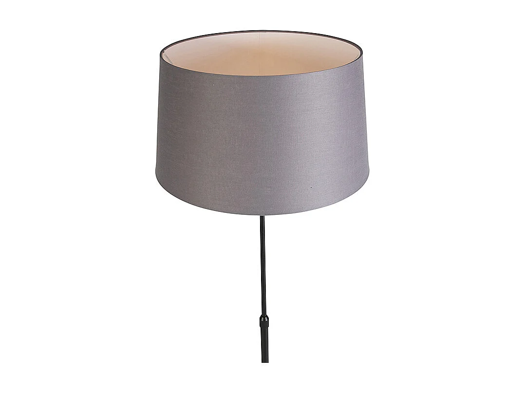 Lampadaire noir avec abat-jour en lin gris foncé 45 cm - Parte