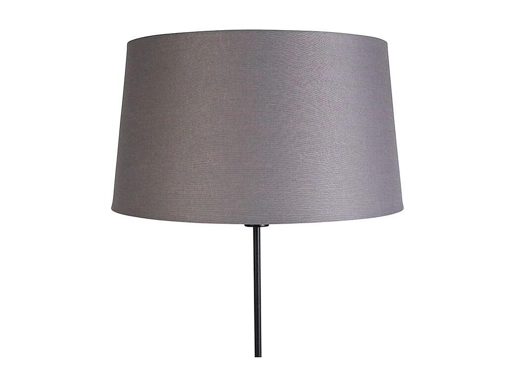Lampadaire noir avec abat-jour en lin gris foncé 45 cm - Parte