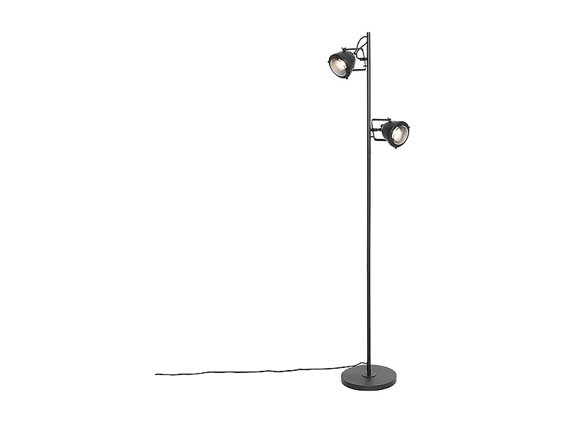 Lampadaire industriel noir 2 lumières - Emado