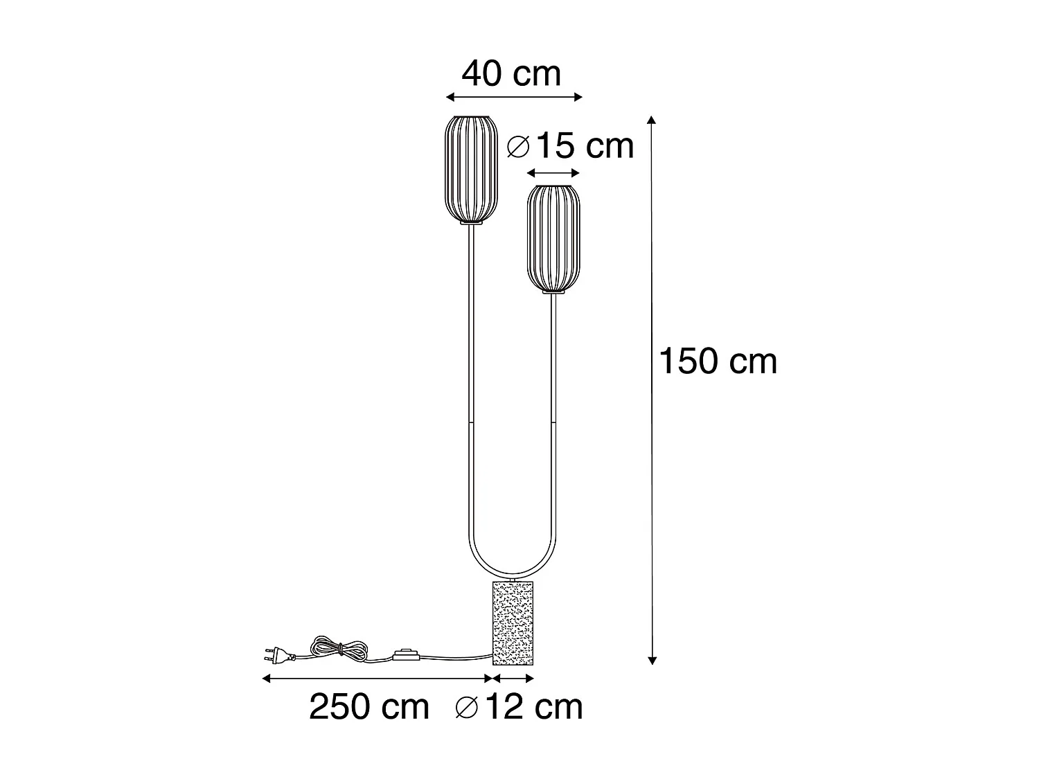 Lampadaire Art Déco en laiton et verre clair 2 lumières - Rid