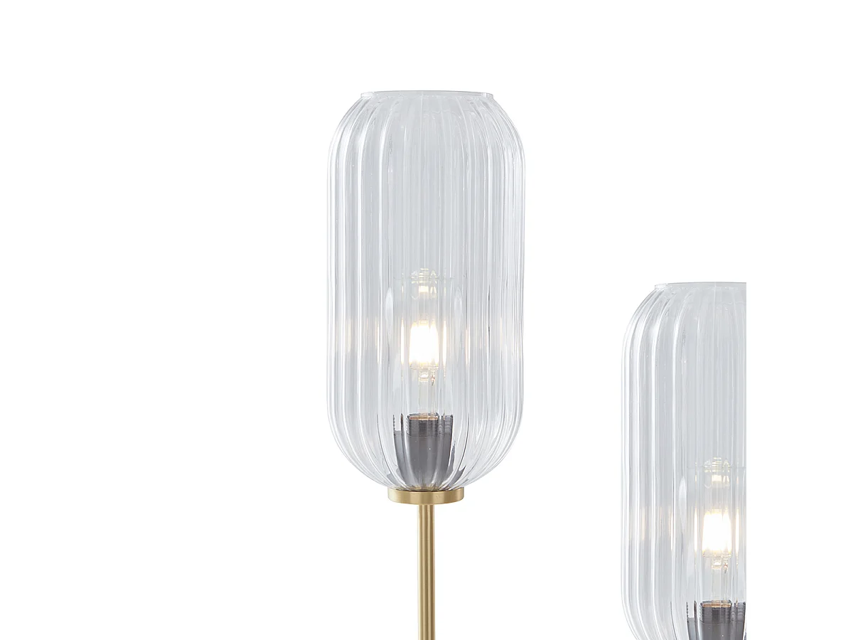 Lampadaire Art Déco en laiton avec verre clair 2 lumières - Rid