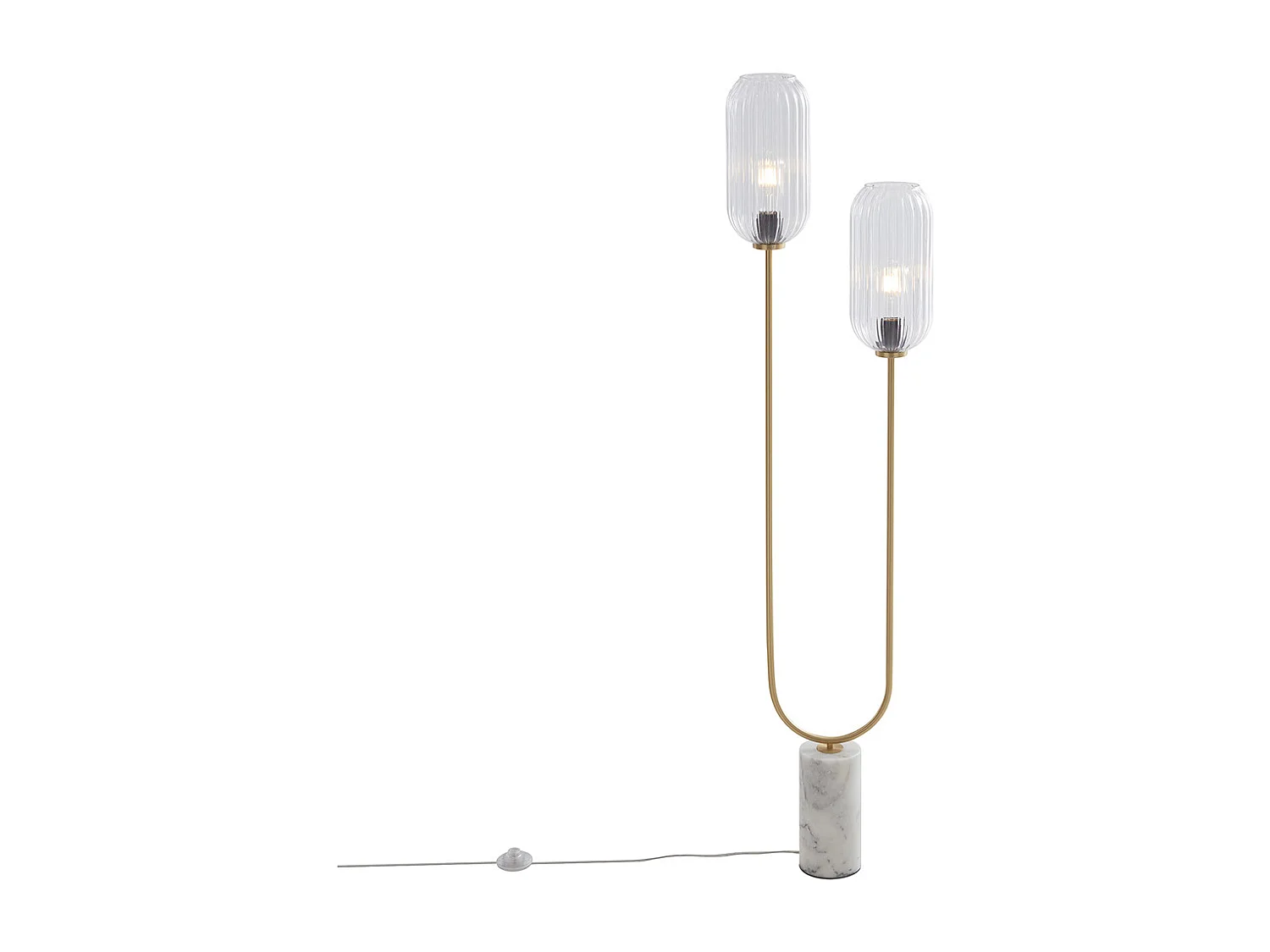 Lampadaire Art Déco en laiton avec verre clair 2 lumières - Rid