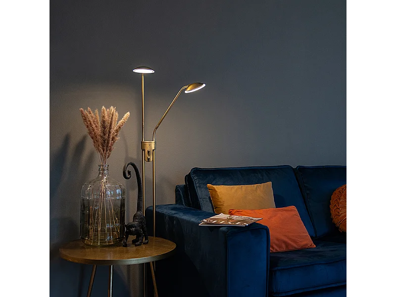Lampadaire moderne en bronze avec lampe de lecture avec LED - Eva