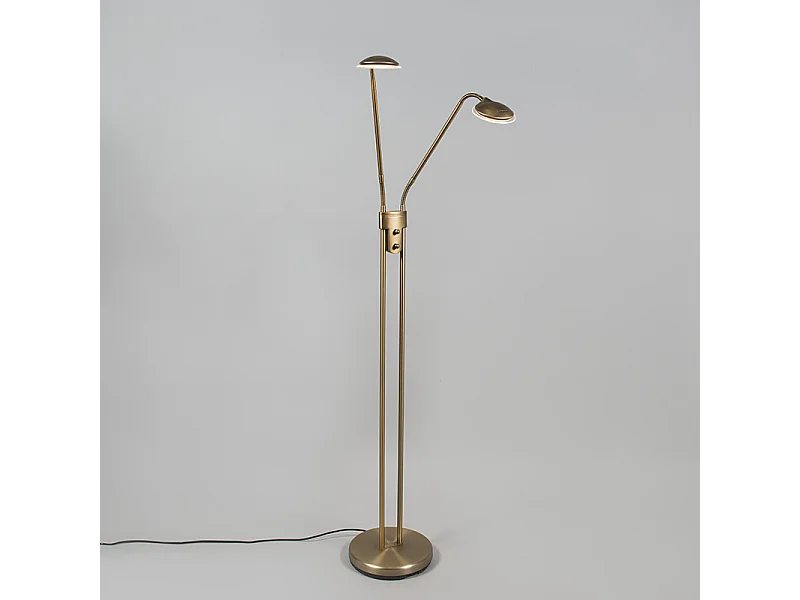Lampadaire moderne en bronze avec lampe de lecture avec LED - Eva