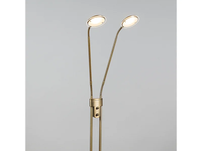 Lampadaire moderne en bronze avec lampe de lecture avec LED - Eva